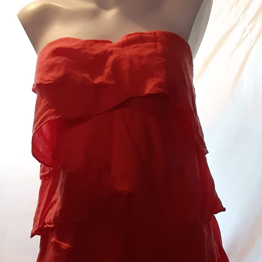 Pink Strapless Layered Ruffled Mini Sz M EUC